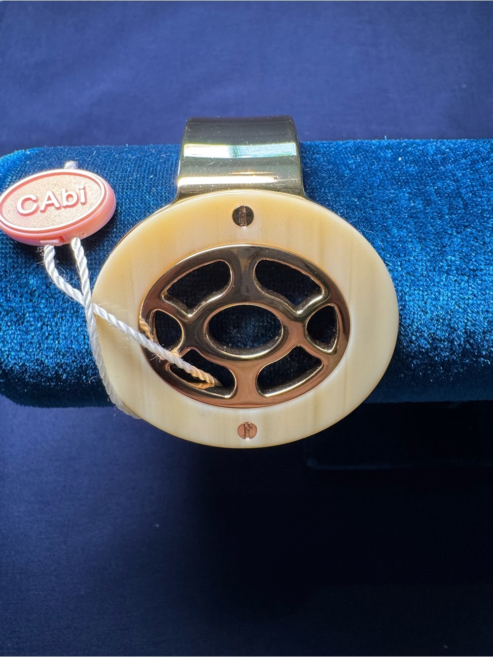 CAbi Gold and Cream Round Resin Cuff Bracelet